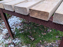 Panchina da giardino in metallo e legno, resistente alle intemperie, per 2 – 3 posti, per giardino, parco, balcone, lunghezza 114 cm, larghezza 53 cm, altezza 45 cm