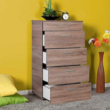 we point Cassettiera 5 Cassetti Maniglie Laterale Rovere 55x43xh.107 Cm