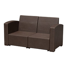 Outsunny Divano a 2 Posti in PP Plastica Divano da Giardino ad Effetto Rattan con Cuscini