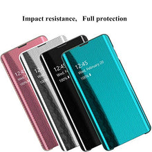 CrazyLemon custodia per Samsung Galaxy S7 Edge, custodia protettiva sottile e leggera con specchio visibile in pelle PU + custodia ibrida antiurto per PC in microfibra - Argento