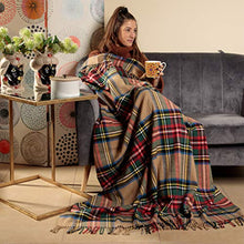 Baroni Home Plaid in Misto Cotone, Plaid Divano Scozzese Cammello, Coperta Made in Italy 130x170 cm