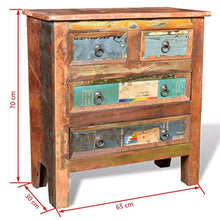 Tidyard Armadietto cassettiera in Legno di Recupero con 4 Cassetti
