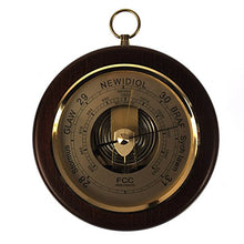 Welsh Language 170mm Barometer Gold/Mahogany Finish Round - WL 1024