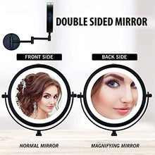 WZDD Specchio per Trucco da Parete, Specchio Ingranditore 10X con Luce LED, Specchio Cosmetico Illuminato Nero, Specchio da Bagno Rotondo