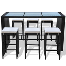 vidaXL Set da Bar 13 pz in Polyrattan Nero da Esterno Tavolo e Sedie Giardino