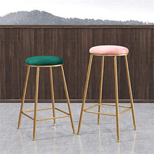 GYPPG Modern Barstools Breakfast Bistro Counter Kitchen Pub Cafe Height Footrest Velvet Round Upholstered Gold Metal Iron Legs,Max Load 200KG (Blue)