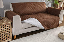 PETEMOO Copridivano 3 Posti Impermeabile Divano Protector Mobili Coperture su Due Lati per Cani/Gatti Letto con Divano Slipcovers 130'' X 77'', Marrone Scuro