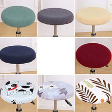 HARORU Stretch Round Seat Cover Velvet Printed Bar Stool Protector Removable for Home Kitchen Thick Stool Slipcover