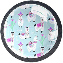 Cartoon Llama Alpaca Seamless Pattern Pomelli per Porta Set di 4 Pomelli per Mobili Manopole per Cassetti Cucina Armadio Vetro