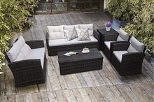 MengFeiNi 6 Pezzi 7 Sedili Patio per Esterni Furniture Conversazione Set di Conversazione PE Rattan in Vimini Divano in Vimini Loveseat Sedia Sedili Sedili con Cuscini E Tavolo