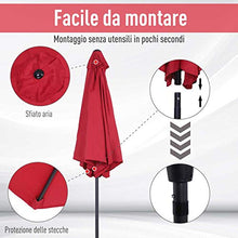 Outsunny Ombrellone da Giardino con Manovella e Testa Inclinabile, in Alluminio e Poliestere Rosso Scuro e Nero, Φ2.7x2.35m