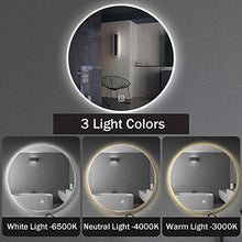 GETZ Rotondo Specchio da Bagno a LED con Interruttore Touch Control, 3 Colori di Luci e Dimmerabile, Specchio Retroilluminato a Parete, Impermeabile IP65
