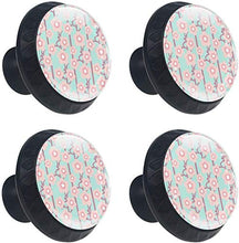 Rosa Peach Blossom Pattern Light Blue Pomelli per Porta Set di 4 Pomelli per Mobili Manopole per Cassetti Cucina Armadio Vetro