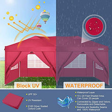 COBIZI Gazebo 3 x 3 impermeabile, con custodia, impermeabile, regolabile in altezza, pieghevole, pop-up (3 x 6 m + 6 pannelli laterali, rosso)