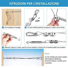 SUVOM Kit Fune in Acciaio Inossidabile da 52 m, Kit per Appendere le Luci, Kit di luci per esterni Kit di Sospensione con Gancio a Sospensione per Luci a Corde per Patio, Padiglione, Coperta, Giardino