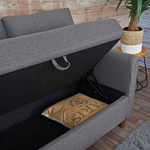 Mendler Divano a 3 posti Relax TV con vano Contenitore HWC-H23 Tessuto Grigio