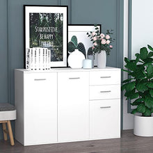 homcom Armadietto da Ufficio 3 Armadietti 2 Cassetti Legno 106x35x76cm Bianco