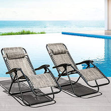 Tayer 2PCS Lettino Prendisole Sdraio Pieghevole, Giardino Pieghevole con portabicchieri, Lettino a Sdraio Pieghevole e Sdraio reclinabile con Cuscino poggiatesta, (Grigio)