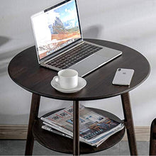 Jcnfa-Tavoli Tavolino Rotondo del Divano, Doppio Tavolo da stoccaggio, tavolino da caffè del Balcone, tavolino Multifunzionale, Gambe di bambù, 2 Colori