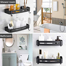 U-A 2 Confezioni Doccia Scaffale con 2 Ganci, Bagno Doccia Caddy, Alluminio dello Spazio di archiviazione Shelf, (rettangolo, Nero)