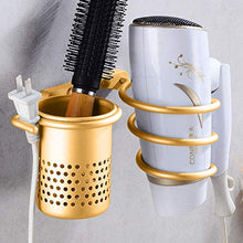 AGGF Mensola del Bagno Supporto per asciugacapelli in Alluminio a Parete Dorato Portaoggetti per Rack Organizzatore con Cestino