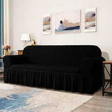 CHUN YI 1-Pezzo Copridivano con Gonna Elasticizzato Copertura Divano Elastico Due Posti Tre Posti Jacquard Tessuto Copripoltrona (Divano, Nero)