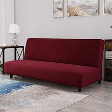 CHUN YI Copridivano Senza Braccioli Clic Clac 3 Posti Fodera per Cuscino Elastica per Divano Letto Pieghevole Senza Braccioli (Divano Letto, Vino)