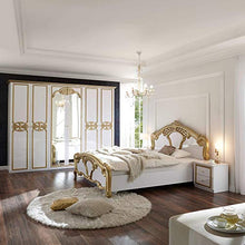 Pol-Power Claudia-Comodino in Stile Barocco con 2 cassetti, Bianco/Oro, 51,5 x 48 x 39 cm
