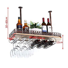 FGDSA Portabottiglie da Vino in Ferro battuto a mensola a Testa in Giù Bicchiere da Vino Semplice Bar Europeo per la casa Bar Ornamenti retrò (Dimensioni: 60 cm)
