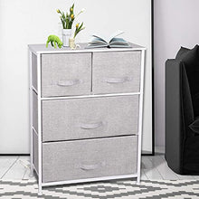 Cassettiera in Tessuto con 4 Cassetti, Mobiletto Organizer in Stoffa Metallo e Legno per Camera da Letto Soggiorno Corridoio, Grigio, 60 x 30 x 79 cm