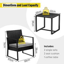 Femor Set da Giardino, Set Mobili da Giardino in Poly Rattan, Set Divani da Giardino Casual, con Tavolino e Cuscino Comodo, 2 Poltrona, Comodo Divano da Esterno