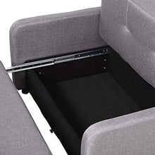 homcom Divano Letto 2 in 1 con Vano Contenitore e Design Moderno, Letto Singolo, Imbottito e Rivestito in Lino Grigio
