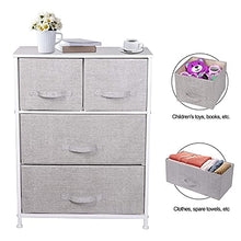 Cassettiera in Tessuto con 4 Cassetti, Mobiletto Organizer in Stoffa Metallo e Legno per Camera da Letto Soggiorno Corridoio, Grigio, 60 x 30 x 79 cm