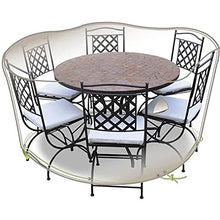 Patio Plus - Copritavolo da giardino, rotondo, 130 x 71 cm, impermeabile, anti-UV 600D, in tessuto Oxford, copertura circolare, colore: grigio