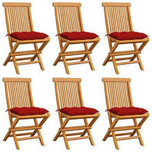vidaXL Sedie da Giardino con Cuscini Rossi 6 pz in Massello di Teak