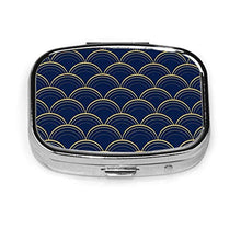 Scatola portapillole quadrata in metallo blu e oro con due scomparti per medicinali medicinali e medicinali, organizer per tasca o portafoglio organizer da viaggio