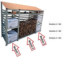 ITALFROM Legnaia Modulare Composta in Acciaio Zincato con Staffe a Parete con 6 Ripiani Tetto Verde Modulo Centrale 98 cm Varie Misure H200 cm - Modulo Iniziale (398, 80)