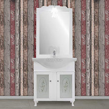 Shop Chic Mobile bagno bianco shabby da 75 cm con specchio applique e vetri decorato