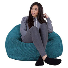Lounge Pug, Poltrona Sacco 'Classico' con poggiapiedi, Pompon - Egeo Blu