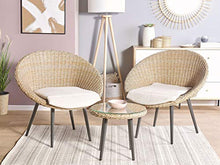 Beliani Set da Giardino in Rattan Beige con Tavolino e 2 Poltrone più Cuscini ORTIGIA