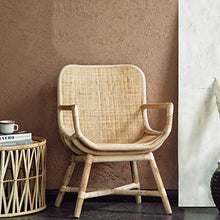 Sedia da Pranzo in Rattan Chaise Longue con Struttura in bambù Poltrona per Patio Terrazza Giardino Balcone Esterno