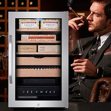 VIY Umidificatore per Sigari, Humidor con Ripiani in Legno di Cedro, 16-22°C, Touch Display Digitale, 38 Db, Illuminazione A LED, 70L, Nero