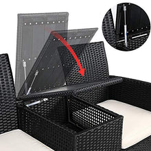 Casaria Panchina da Giardino Polyrattan 2 Posti Piano Tavolo in WPC Cuscini Idrorepellenti 7cm Nero
