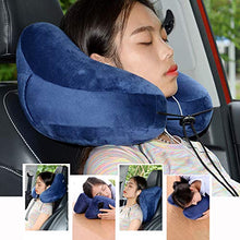 FSGD A Forma di U Cuscino di Corsa, Cuscino Gonfiabile Portatile Cuscino aeromobili, a Lunga Distanza, Treno, sede Dura, Sonno, Cuscino cervicale,Blu