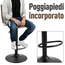 homcom Set 2 Sgabelli da Bar in Stile Industriale con Schienale, Poggiapiedi e Altezza Regolabile, in Microfibra Marrone