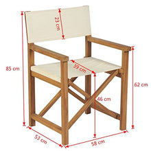 Tidyard Sedia da Regista Pieghevole in Legno Massello di Teak,Esterni Giardino Terrazza,Marrone e Crema 58 x 53 x 85 cm