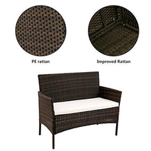 Topchances, set di mobili da giardino per 4 persone, tavolo da giardino e sedie da giardino, mobili da veranda, sedie in rattan, divano per patio, balcone, set da 4