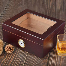 WLMGWRXB Humidor per sigari da Tavolo, Humidor da Viaggio in Legno per sigari con igrometro e umidificatore Contiene 25-50 sigari