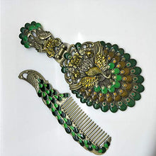 WM Pettine E Specchio 2 Pezzi retrò Pieghevole Specchio Trucco Peacock Metallo Portatile Piccolo Specchio Pettine Set Regalo mirror-10.20