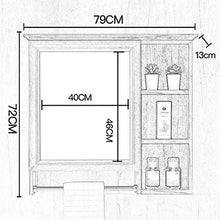 RXDP Armadietto a specchio da bagno, specchio da trucco rettangolare a parete, con armadio portasciugamani, 5 vani portaoggetti/B / 79CM / 2